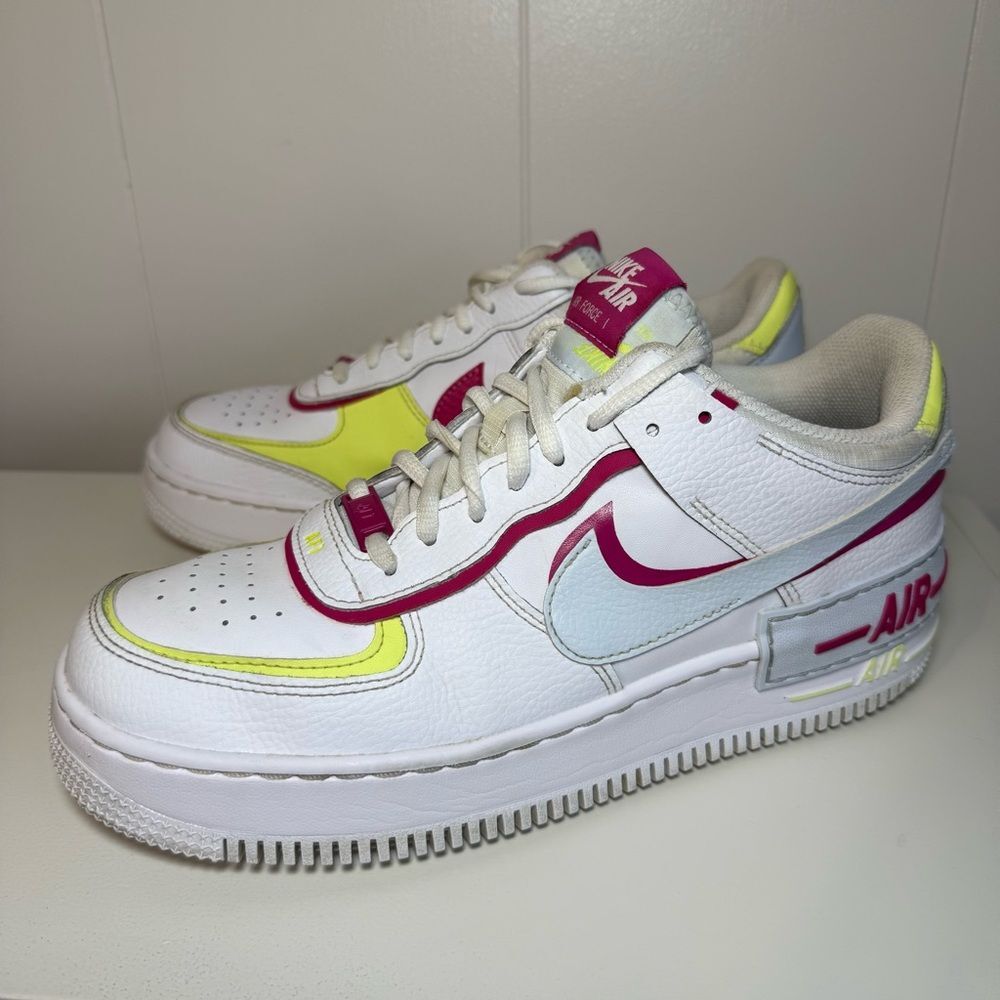 Nike Air Force 1 White, Pink, and Yellow Accents Womans Size 10
